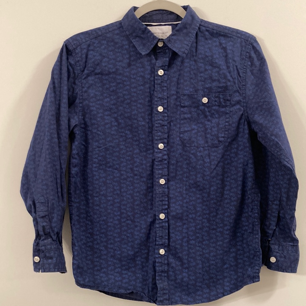 Paperdenim & cloth boys black with blue bicycle button down shirt size 10/12